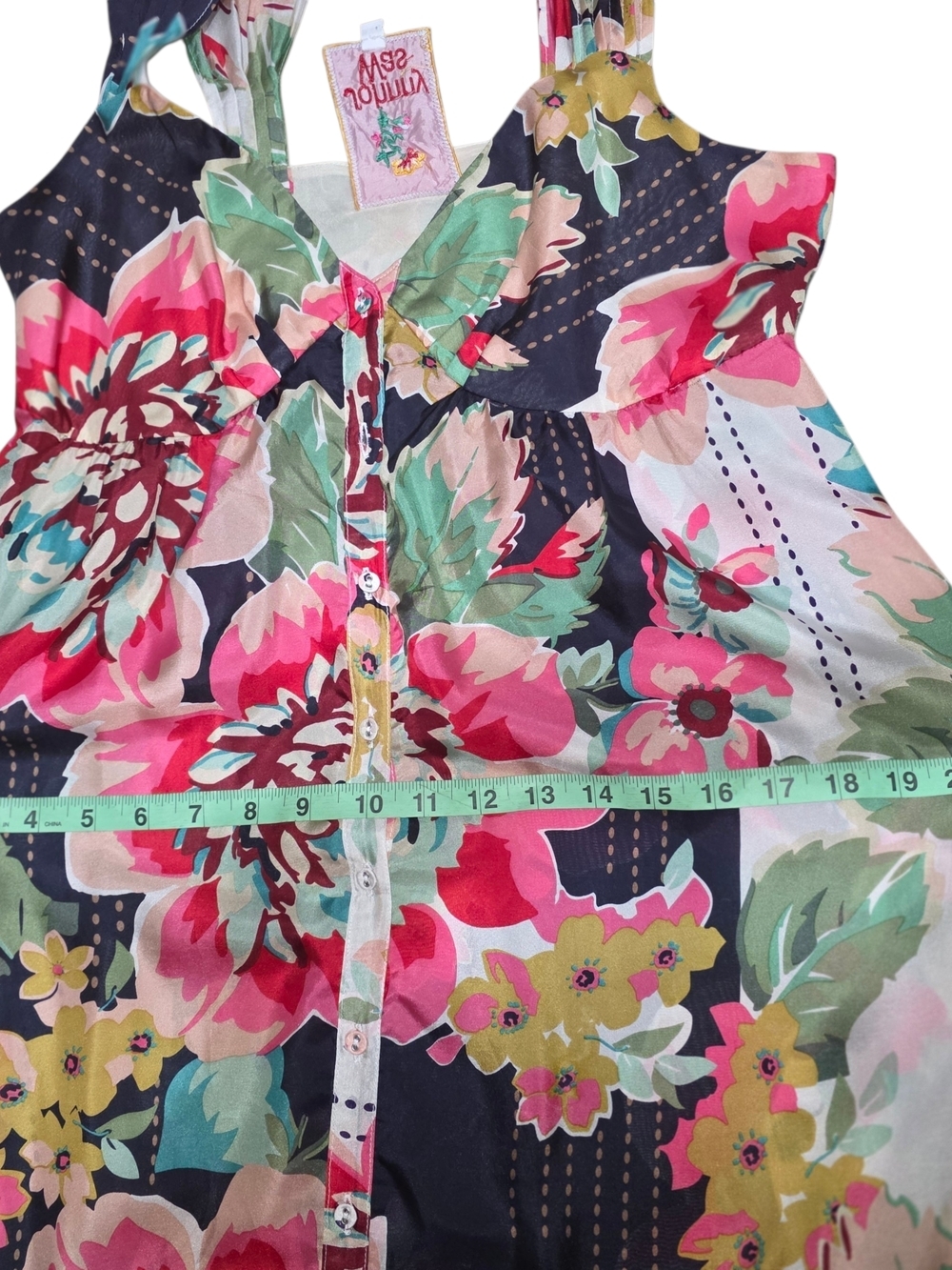 Johnny Was Silk Floral Maxi Dress XS Boho Cottagecore Sleeveless Button Front - Picture 8 of 9